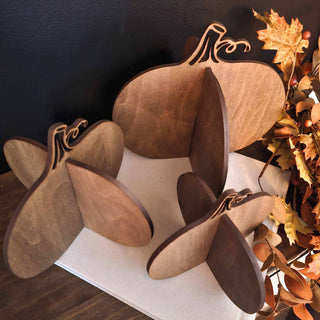 3D Pumpkin Fall Decor Table Filler Halloween Decor | Walnut Stain