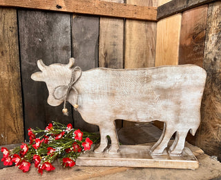Wooden Buford Cow 14x10in