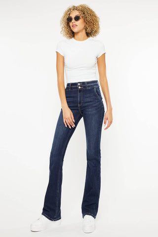 Kan Can Dark Stone High Rise Boot Cut Jeans