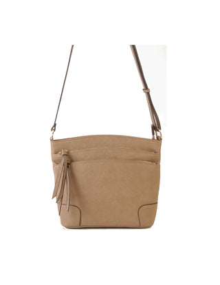 Multi zipper compartment crossbody bag