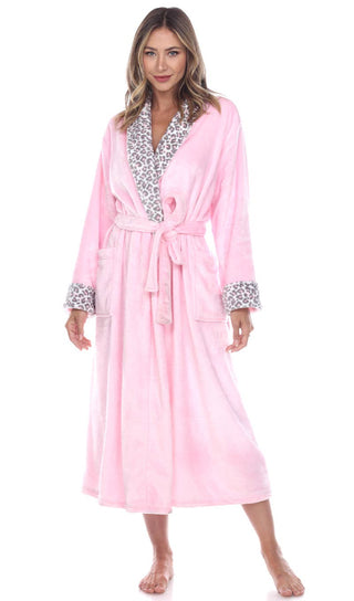 Pink Leopard Print Cozy Lounge Robe