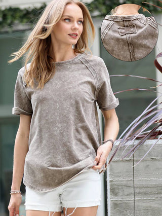 French Terry Vintage Wash Casual Top w/ back patch