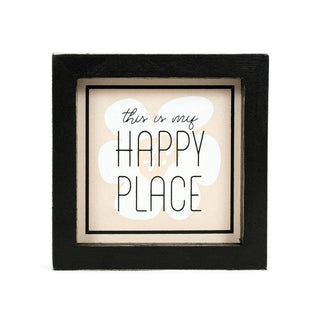 Happy Place 5x5 wood frame sign (FLOWER/HAPPY)