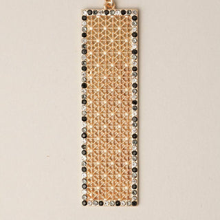 Bar Shaped Pave Metal Long Necklace