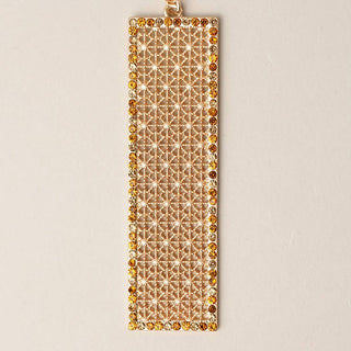 Bar Shaped Pave Metal Long Necklace
