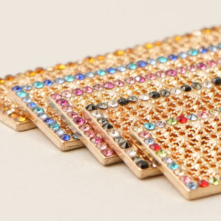 Bar Shaped Pave Metal Long Necklace