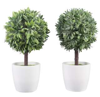 Artificial Topiary in White Planter
