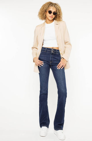 Kan Can Dark Stone High Rise Boot Cut Jeans