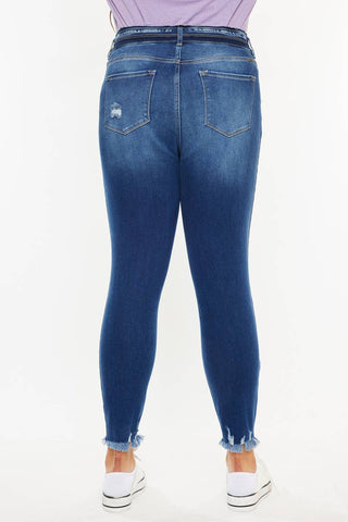 Kan Can High Rise Double Button Skinnies