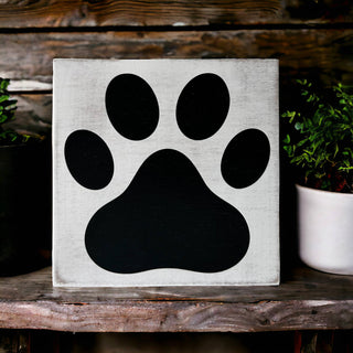 Paw Print - Rustic Wood White Shelf Sitter