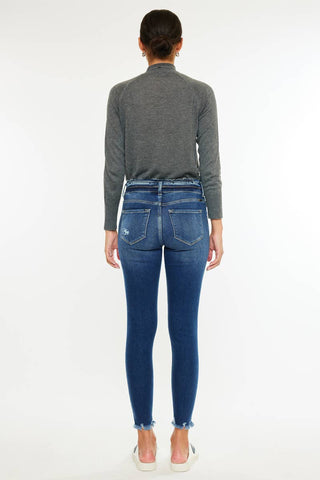 Kan Can High Rise Double Button Skinnies