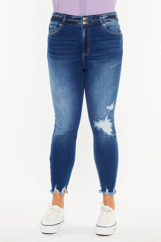 Kan Can High Rise Double Button Skinnies