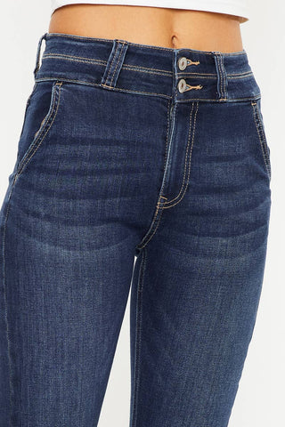Kan Can Dark Stone High Rise Boot Cut Jeans