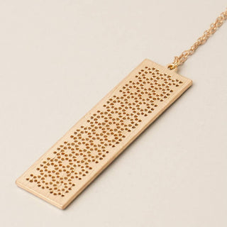Bar Shaped Pave Metal Long Necklace
