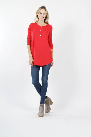 Ruby 3/4 Sleeve Henley Button Tunic
