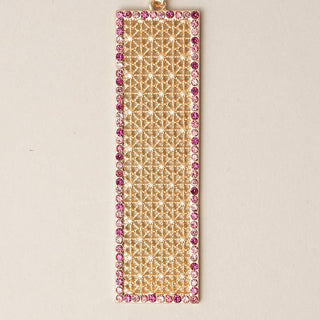 Bar Shaped Pave Metal Long Necklace