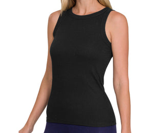 Ribbed scoop neck tank top