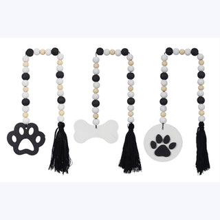 Wood Blessing Bead String with Pet Paw Design