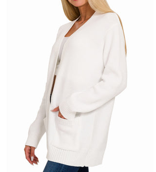 Melange open front sweater cardigan