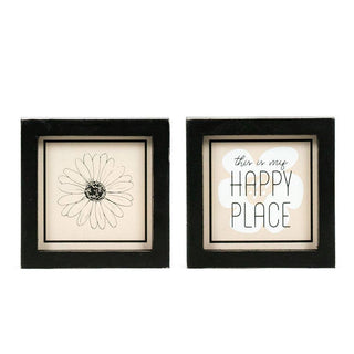 Happy Place 5x5 wood frame sign (FLOWER/HAPPY)