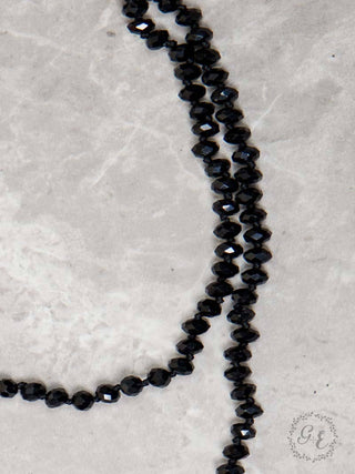 The Essential 60" Double Wrap Beaded Necklace, Black