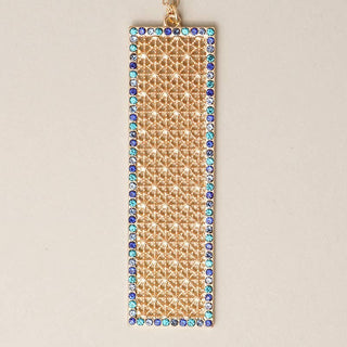 Bar Shaped Pave Metal Long Necklace