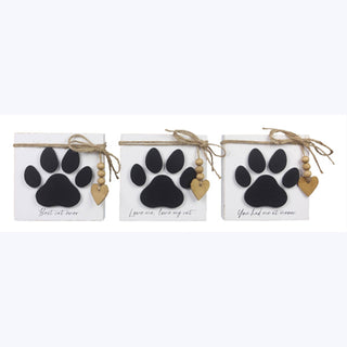 Wood Tabletop Block Raised Paw Print Sign
