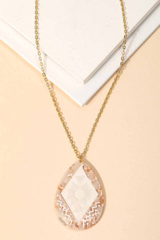 Boho Pattern Teardrop Pendant Long Necklace