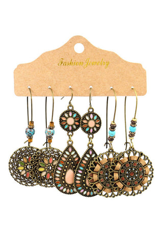 Gold Boho Retro Hollow Dangle Earrings