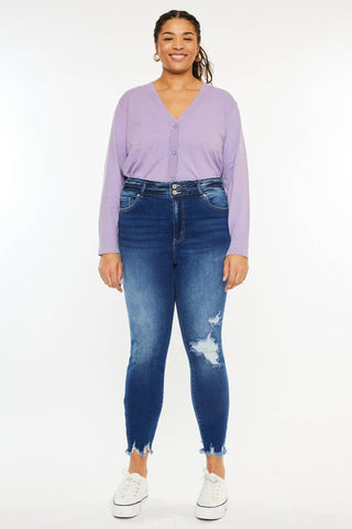 Kan Can High Rise Double Button Skinnies