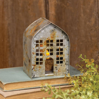 Distressed Rusty Metal Tealight Barn