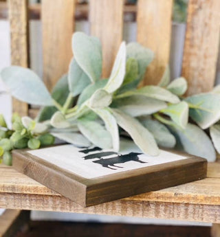 Farmhouse wood sign, farm animals 5x5, shelf sitter