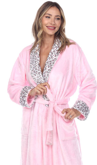 Pink Leopard Print Cozy Lounge Robe