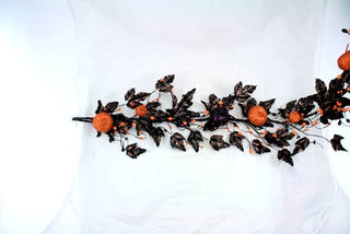 Orange and Black Garland W/Purple Glittered Pumpkins