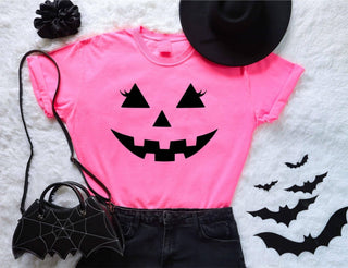 Pink Eyelash Pumpkin Graphic Tee