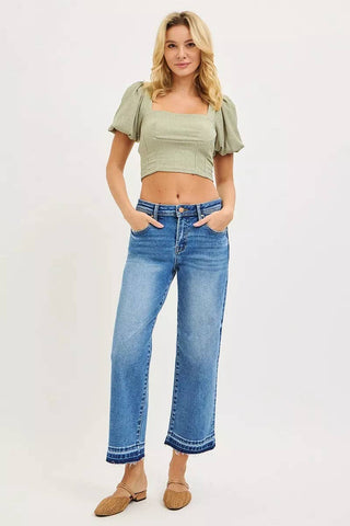 RISEN Full Size Slouchy Cropped  Boyfriend Jeans