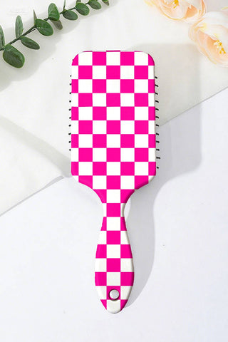 Checkered Pattern Paddle Brush