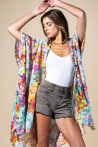 Wild Petal Viscose Kimono