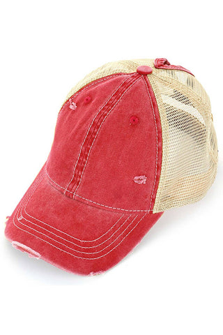 C.C Brand Mesh Back Ponytail Baseball Cap