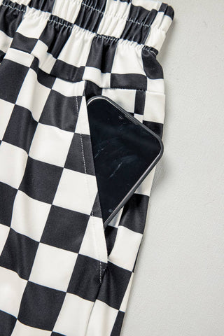 Checkered Print High Waist Casual Shorts