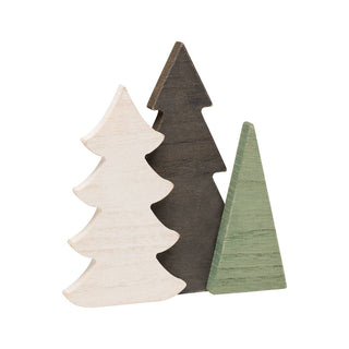 White/Black/Green Washed Christmas Tree Trio