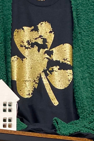 Gold Glitter Shamrock Tee