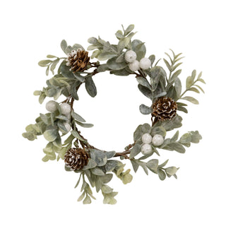 Holiday Ombre Boxwood & Berry Candle Ring, 2.5"