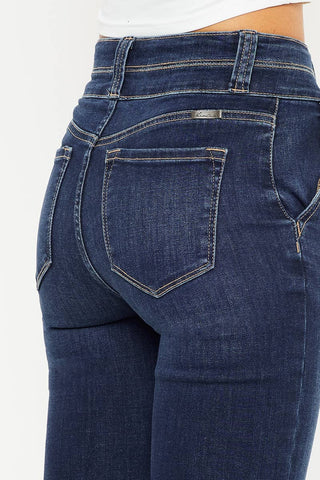 Kan Can Dark Stone High Rise Boot Cut Jeans