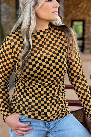 Checkered Mesh Top