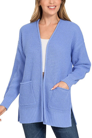 Low Gauge Waffle Open Cardigan Sweater