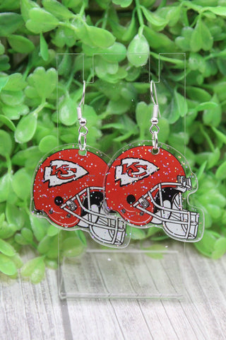 KC Chiefs Glitter Helmet Dangle Earrings