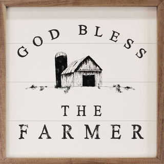 God Bless The Farmer Frame - White