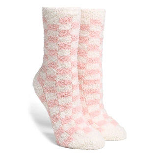 Checkered Crew Fuzzy Winter Socks