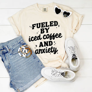 Fueled by Iced Coffee and Anxiety Graphic Tee (Ivory) Shirt